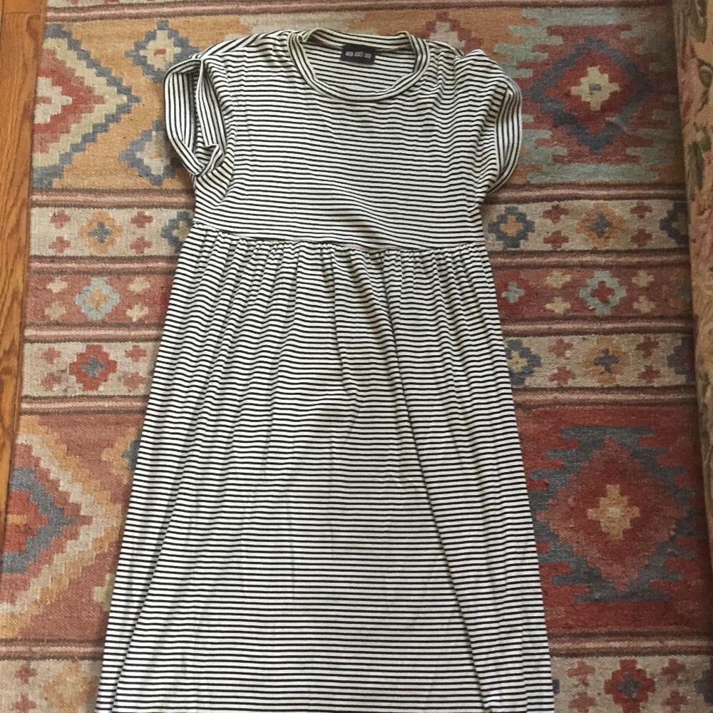 Black & White Striped Midi Dress